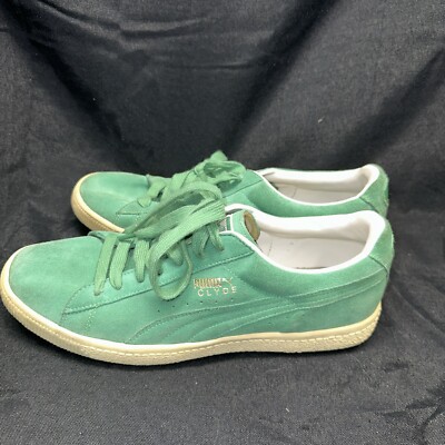 Size 10.5 - PUMA Clyde green on green with beige soles