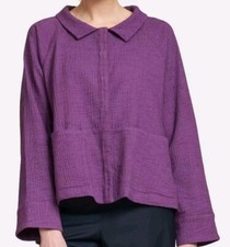 Elemente Clemente Mica Jacket Sz 0 Uk 6-8 P2p 21" Purple Lagenlook Chore Bnwt