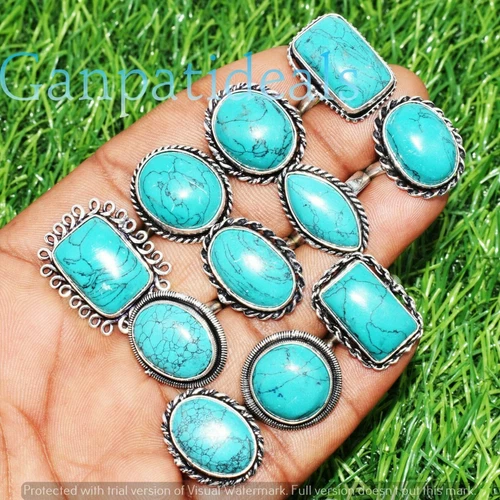 Turquoise Gemstone Ring Lots 925 Silver Plated Wholesale Jewelry