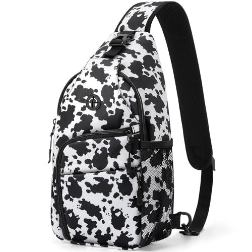 Crossbody Bags for Women Trendy,Sling Bag for Men with Polyester Cow Print-image