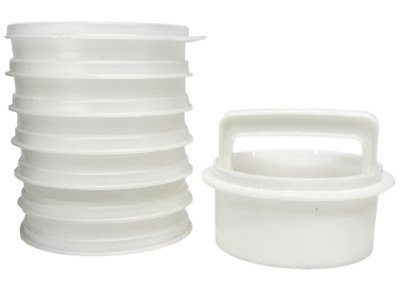 Lot of Vintage Tupperware Hamburger Patty Press Keepers 1 Lid & Patty Maker Ring
