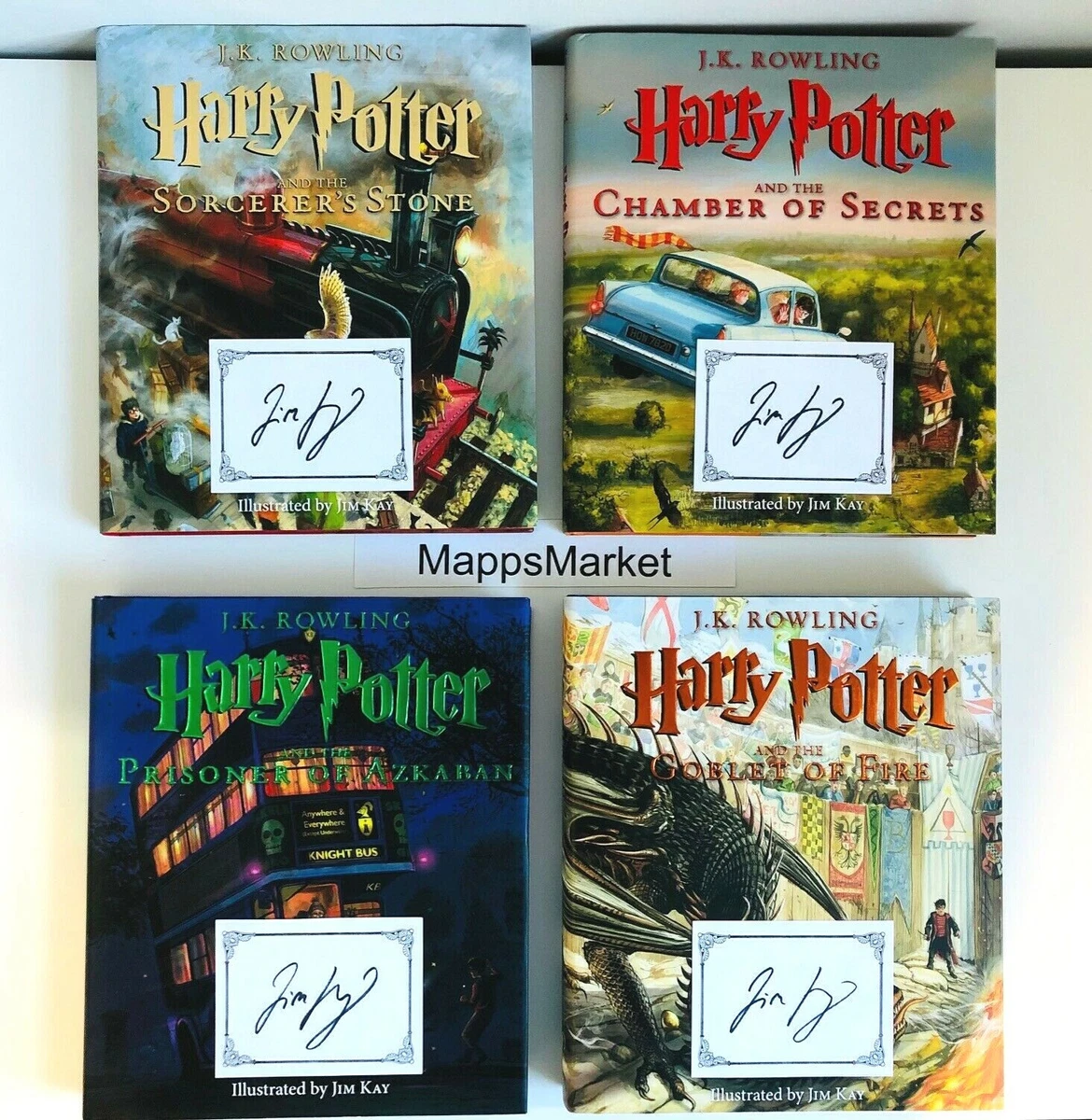 SIGNED Harry Potter Illustrated HC First Editions by JIM KAY ~ First 4  Books NEW