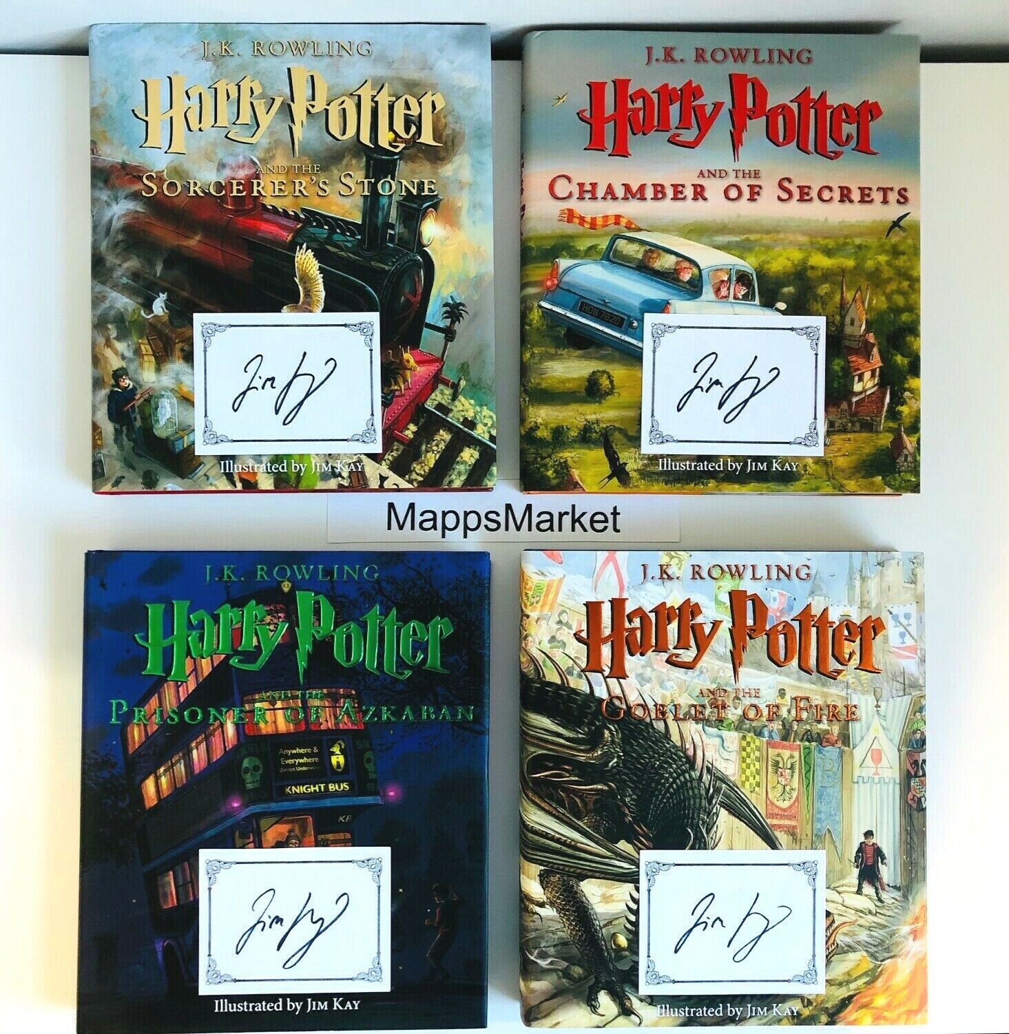 SIGNED Harry Potter Illustrated HC First Editions by JIM KAY ~ First 4 Books  NEW