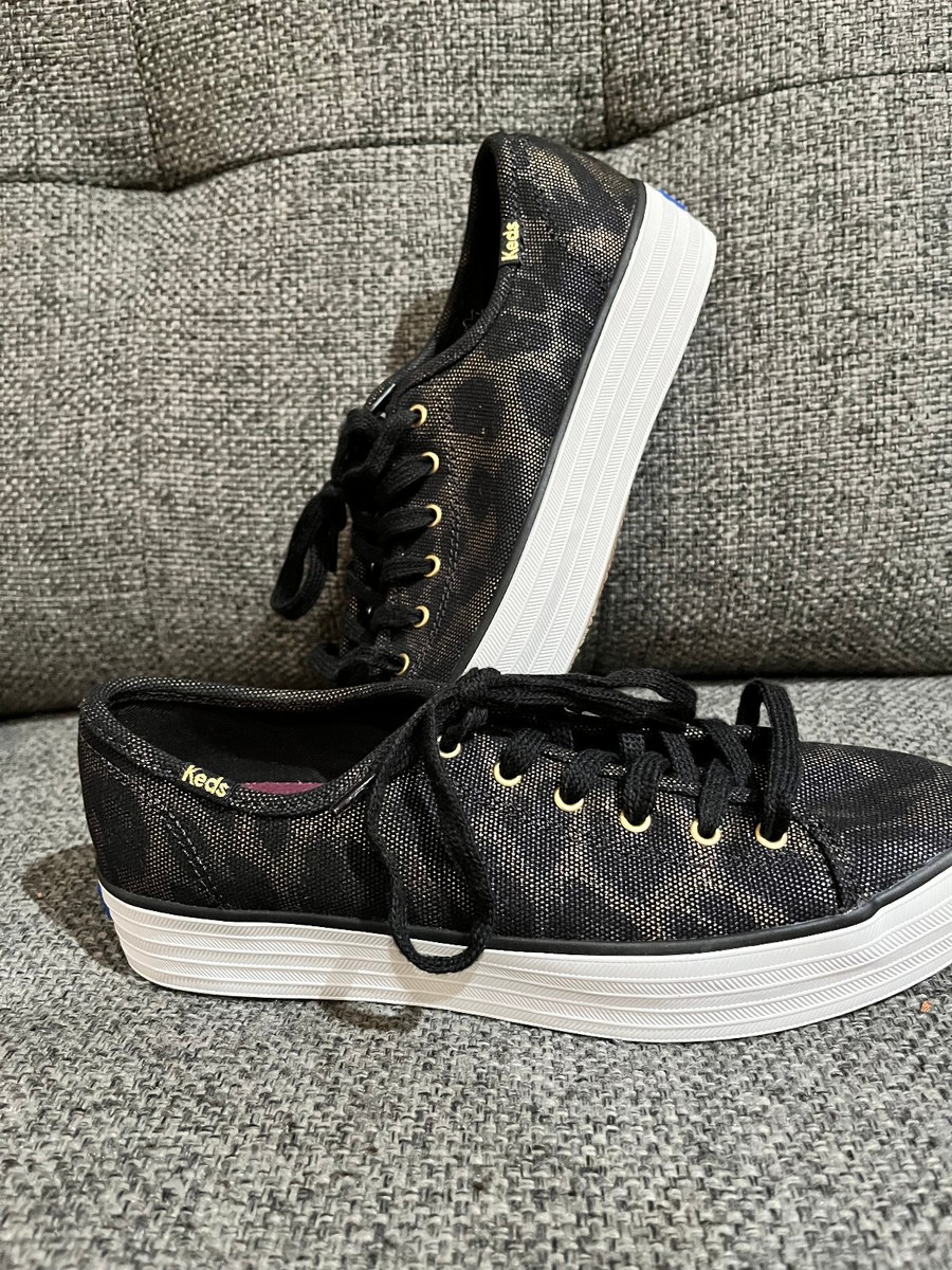 Keds Triple Kick Leopard Print Canvas Sneaker Shoes Women's Sz 7M Keds  Socks