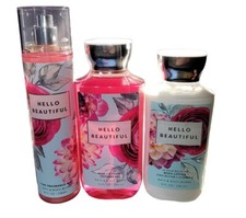 Bath Body Works HELLO BEAUTIFUL Mist, Shower Gel, Body Lotion 3 Pc Set BBW