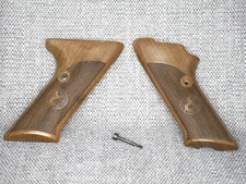 CUSTOM MADE WALNUT COLT WOODSMAN .22 GRIPS "CHECKERED & LOGO"