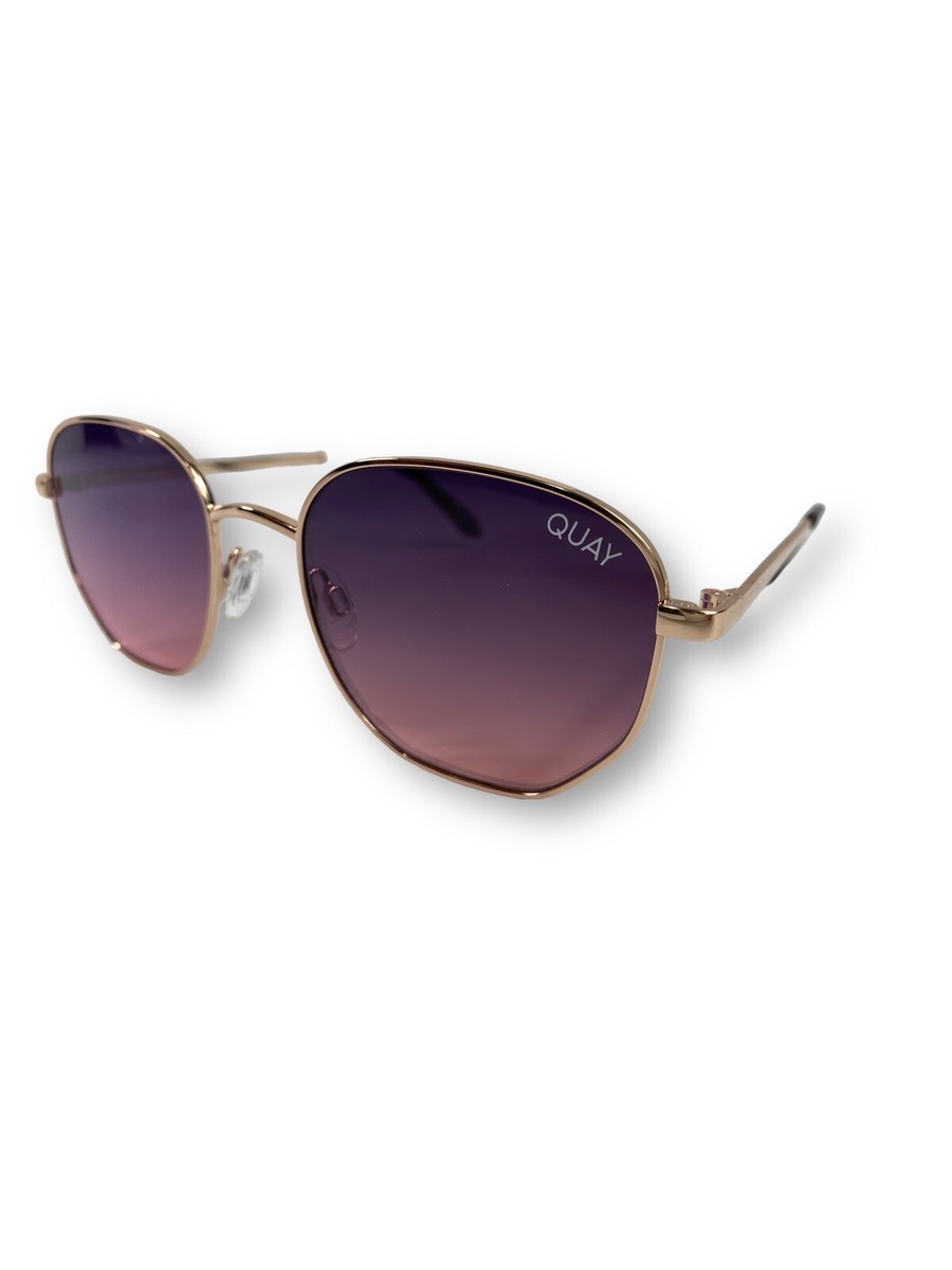Quay Australia Big Time Round Rose /Navy Peach Fade 48mm 
