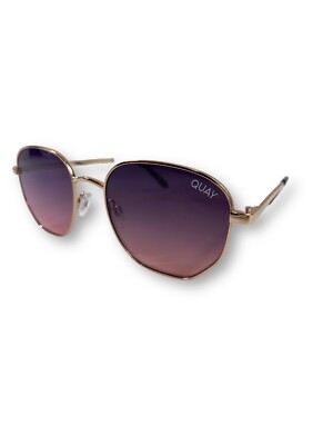 NWT Quay Australia Big Time Round Sunglasses Rose Navy & Quay Plastic Case Quay Australia Big Time Round Rose /Navy Peach Fade 48mm  main image 2