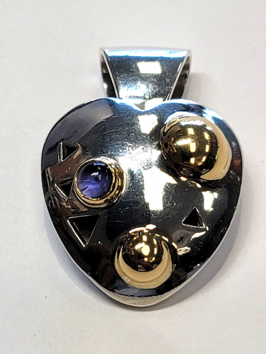 John Atencio Sterling Silver & 18k Heart Pendant