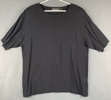 Karen Kane Shirt Tunic Sz 10 Black Flowy Crinkle VTG Sheer Grannycore Minimalist