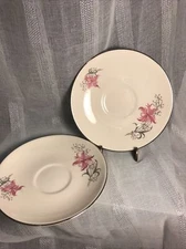 Homer Laughlin London Rhythm VTG Saucer Plate 1950’s Pink Silver MCM Replacement