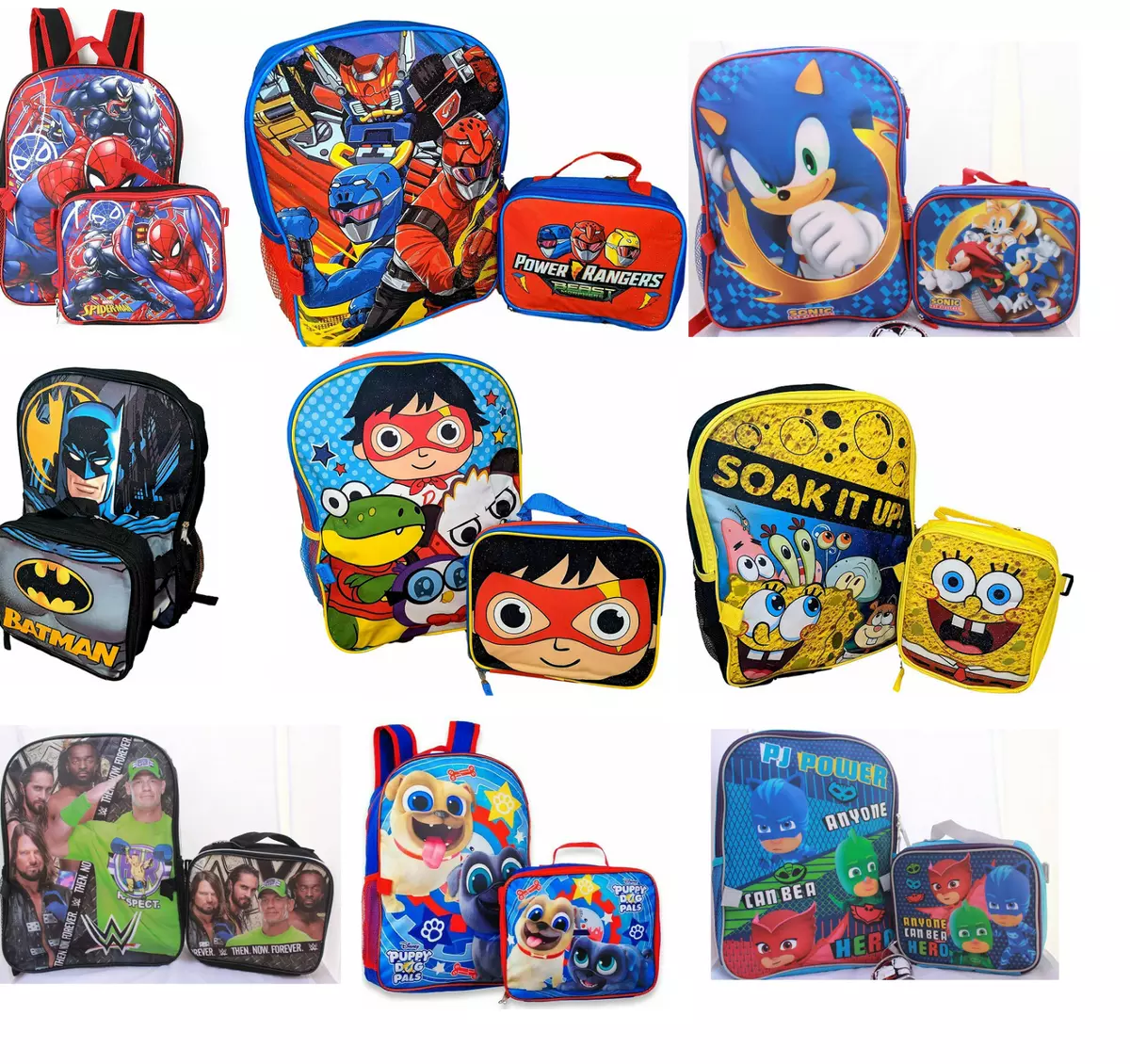 WWE Themed 3 Piece Set-backpack/lunchbox/pencil Case