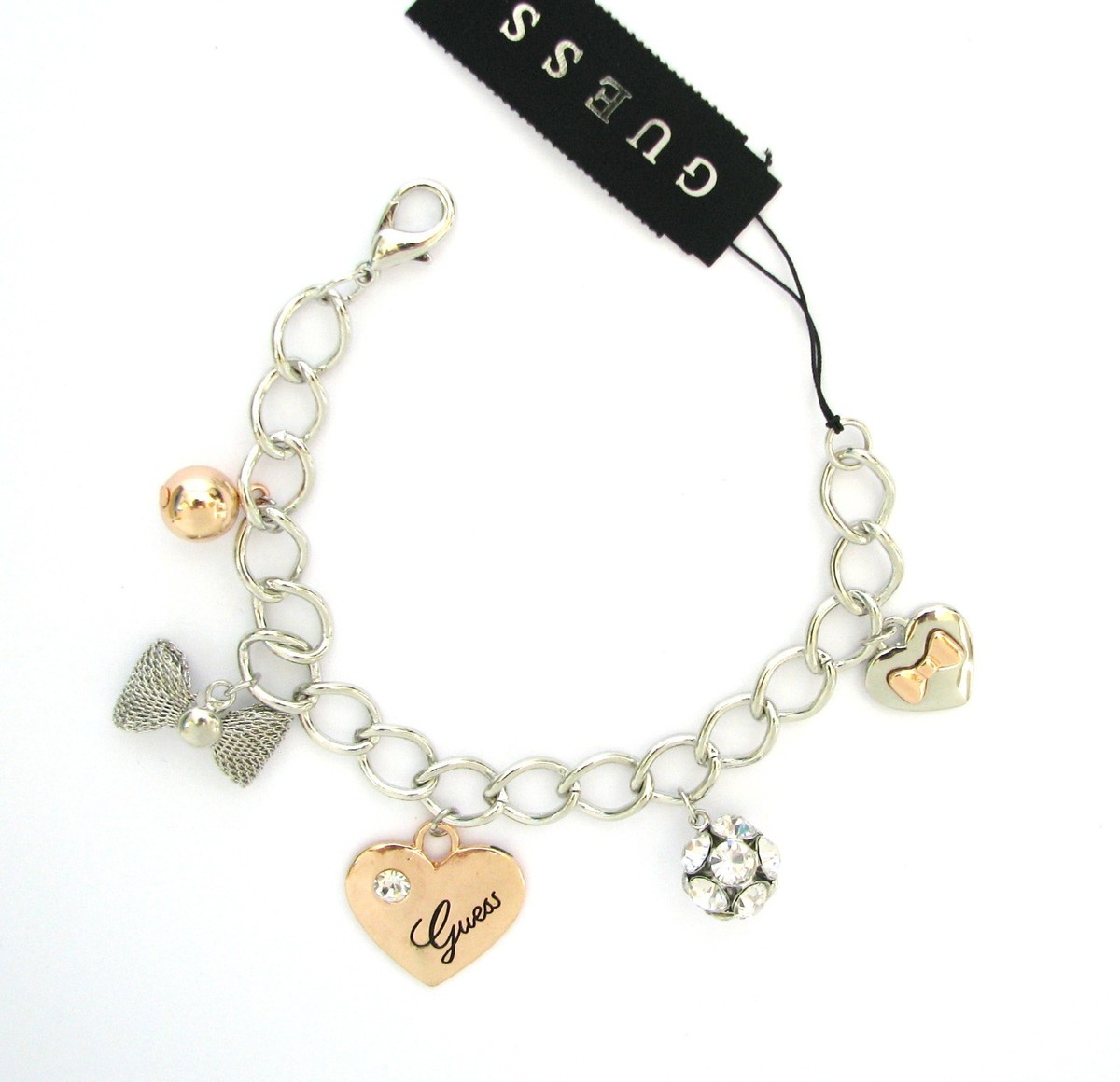 GUESS＊My Sparkly Valentine Logo＊ハートチャームブレスレット Guess My Sparkly Valentine Logo Heart Charm Toggle Bracelet