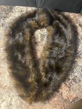 DONNA SALYERS' FABULOUS FURS Dark Brown/Black FAUX FUR COLLAR STOLE OS