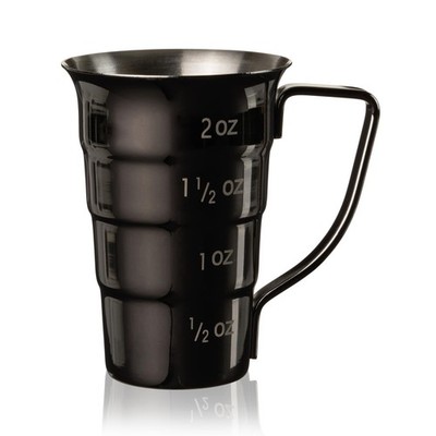 Viski Gunmetal Stepped Jigger With Handle, 4 Set of 1, Black