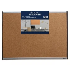 Cork Board, 17" x 23" Bulletin Board, Corkboard, Black/Silver Frame (79373)