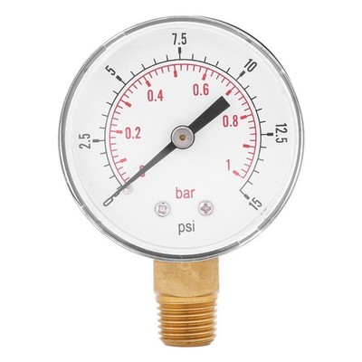 Präzises Mini Niederdruckmanometer für Luft, Wasser, Öl - 0-15 psi / 0-1bar