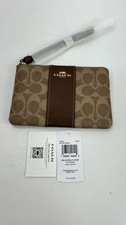 COACH Corner Zip Wristlet In Brown Signature w/ strap NEW with tags Retail 88