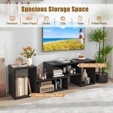 2 PCS Adjustable TV Stands w/ Storage Cubes for TVs up to 55 Inches Cabinets