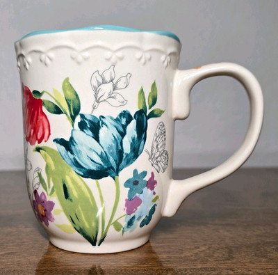 The Pioneer Woman Blooming Bouquet Coffee Mug 18 oz Stoneware Floral Butterfly