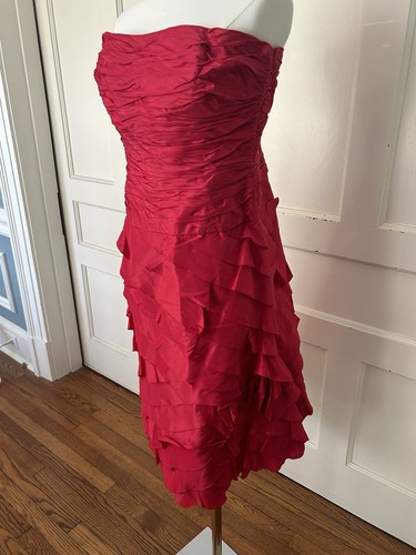 Rickie Freeman Teri Jon Silk Ruffle Strapless Cocktail Dress Womens ...