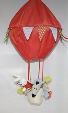 2007 Ikea Nursery Hot Air Balloon Hanging Plush Mobile 20 Bunny Frog Donkey New
