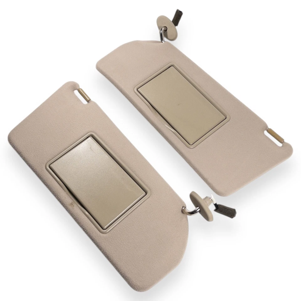 2000-2002 Mazda Millenia Driver & Passenger Side Sun Visor Pair Tan Brown Cloth - Image 2 of 4