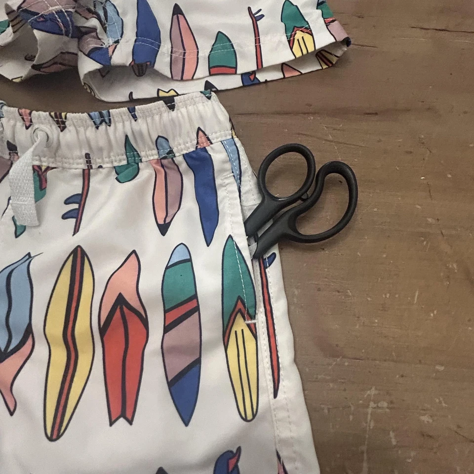 2 x Bañadores Hanna Anderson Niños 2T Blanco Tabla de Surf Estampado Malla Forrados Bolsillos Foto 3 de 4