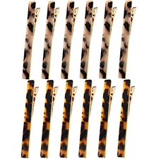 12Pcs Leopard Print Hair Clips Resin Barrettes Tortoise 12 Pcs Leopard Print