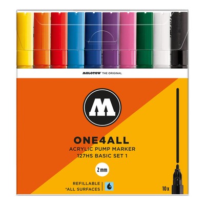 Molotow One4All Acrylic Marker 127HS Basic Set 1 (10 Markers) - 2mm Tip