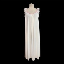 VTG Deadstock Lucie Ann Beverly Hills White  Pink Nightgown Large