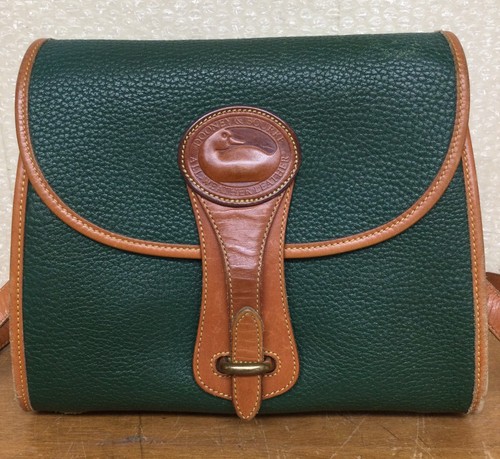 Vintage Dooney & Bourke Essex Crossbody Green All Weather Leather Bag Purse USA - Image 1