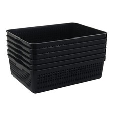 Plastic Paper Storage Trays Desktop File Organizer Baskets Black A4 6 PCS
