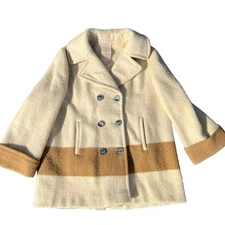 Hudson's Bay Company Vintage Women's Wool Overcoat Coat Jacket Cream size Large
