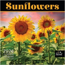 MICASA Sunflowers 2026 Wall Calendar 12 Month | 12" x 24" Open | Thick & Stur...