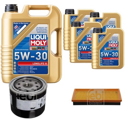 FEBI BILSTEIN Inspektionspaket 9L Liqui Moly 5W30 Longlife3 für Nissan Almera