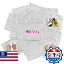 20 Pcs Zippered Pill Pouch Bags Slide Lock Clear Plastic Mini Bags BPA-Free for