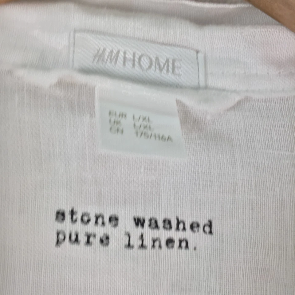 H&M Mujer Kimono Robve Talla L/XL Blanco Piedra Lavado Lino Puro Transparente 117458 Foto 3 de 4