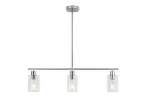 ADSENSTY 3-Light Nickel Rustic Linear Chandelier Kitchen Island Clear Glass