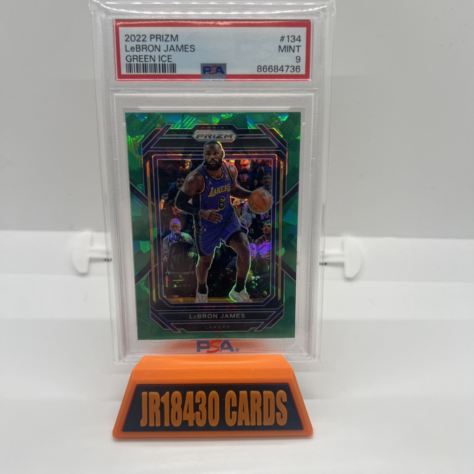 2022 Panini Prizm LEBRON JAMES RARE Green Ice Prizm #134 PSA 9 MINT Lakers SP!