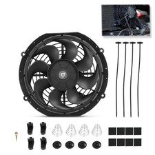 Universal 10 Inch Black Slim Radiator Cooling Fan 12V 80W Push Pull with Mount K
