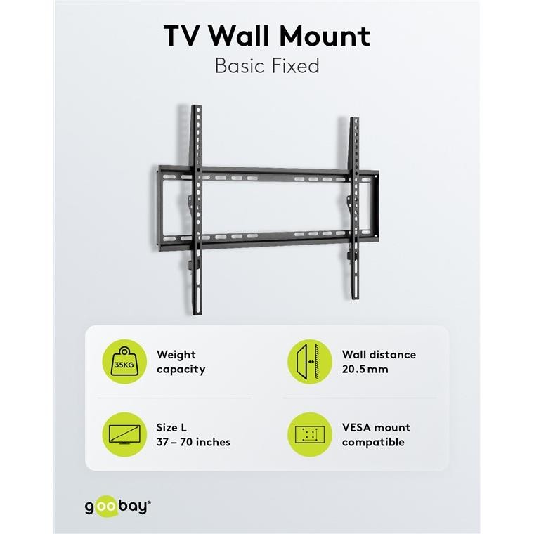 Support TV fixe extra plat Goobay avec systeme de verrouillage securise