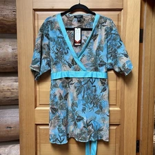 NEW VTG Y2K Womens Sheer Babydoll Kimono Top Size XL Fairycore Witchy Whimsigoth