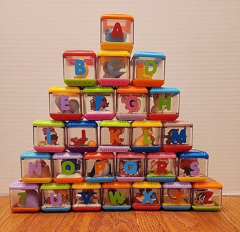 Fisher-Price Alphabet Baby Peek A Boo Blocks Complete Alphabet Set 26 Blocks