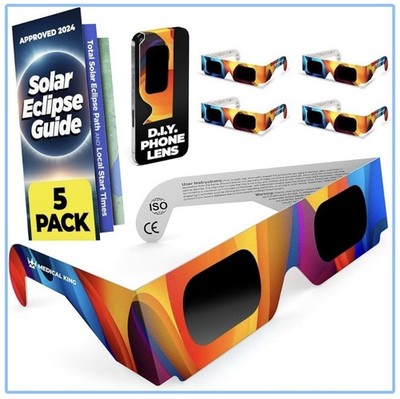 Solar Eclipse Certified Approved Safe Shades for Direct Sun Viewing (Pack of 5)