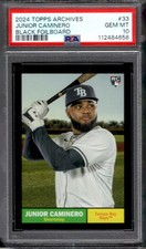 2024 TOPPS ARCHIVES BASEBALL #33 JUNIOR CAMINERO BLACK FOIL (RC) PSA MINT 10