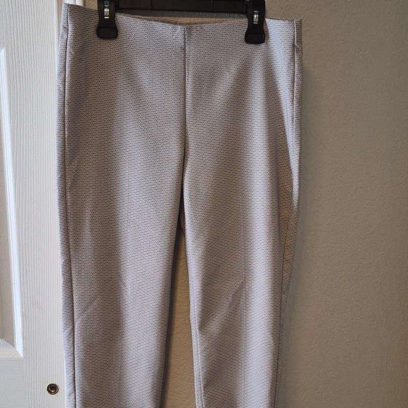 Adrianna Papell Stretch Knit Dress Pants Grey White Geometric Print Women's 14