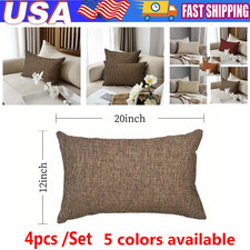 4Pcs 12" x 20" Linen Throw Pillow Cover Decorative Lumbar Pillowcases Muti-color