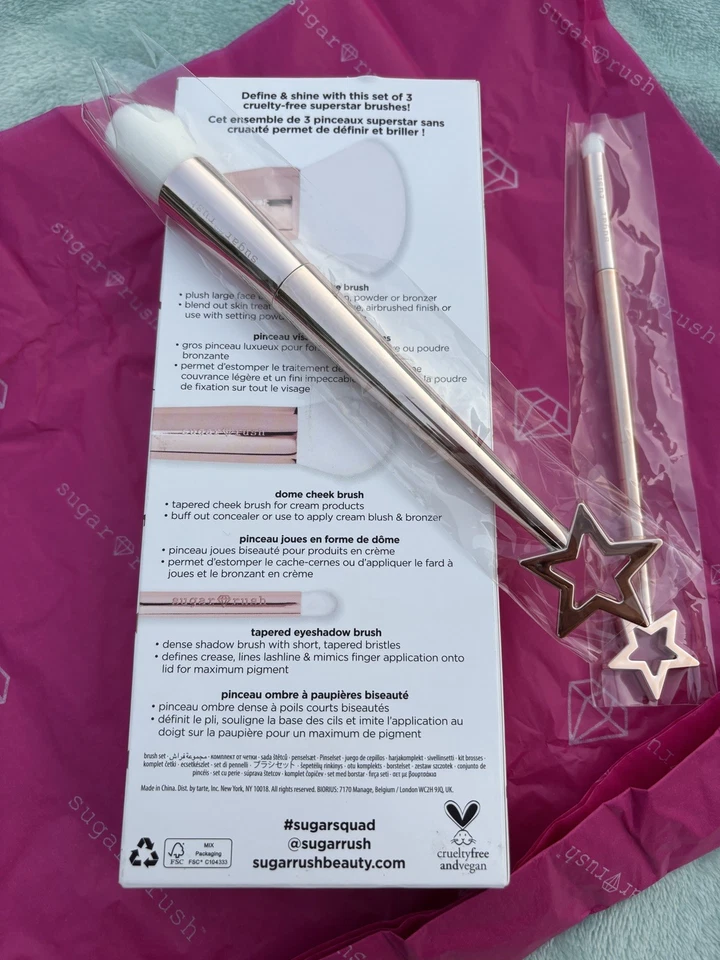 💫¡Nuevo! Edición Limitada TARTE Cosmetics Star Dusters Juego de 3 Cepillos ¡EN CAJA Sellado! Foto 4 de 4