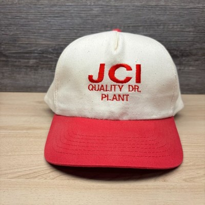 Vintage JCI Johnson Controls Hat Cap Snap Back White Red Quality Dr Plant Promo